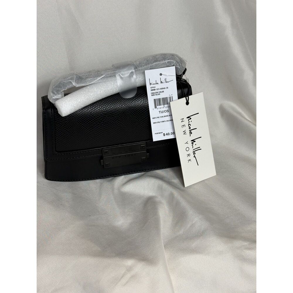 NWT Nicole Miller New York Black Crossbody Clutch Purse Textured